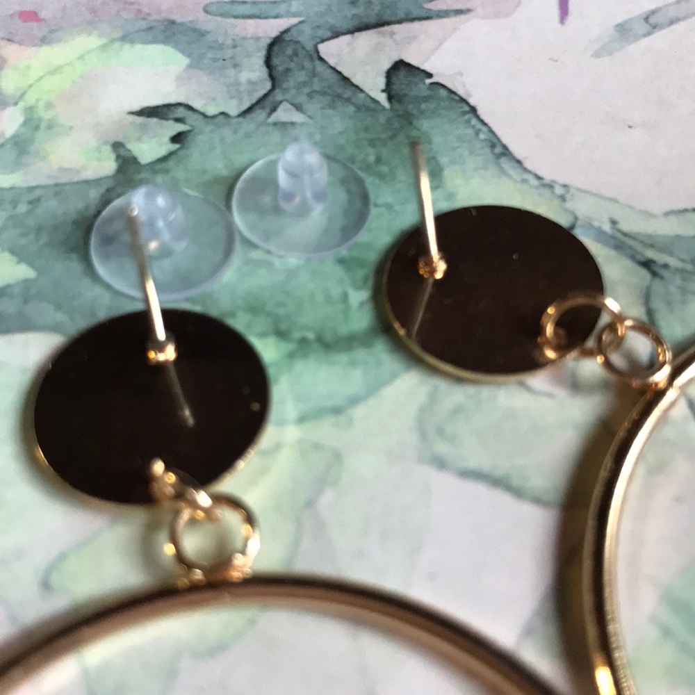 New! Gold Geometric Earrings - Picture 5 of 8